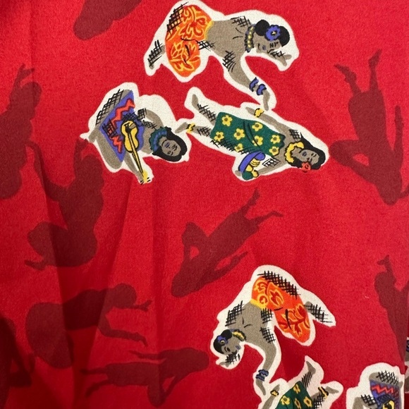 Vintage Diane Von Furstenberg Red Hawaiian Print Blouse Sz 12 - Picture 9 of 10